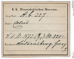Etiketten zu Calcit (NHMW-MIN-Ab227)
